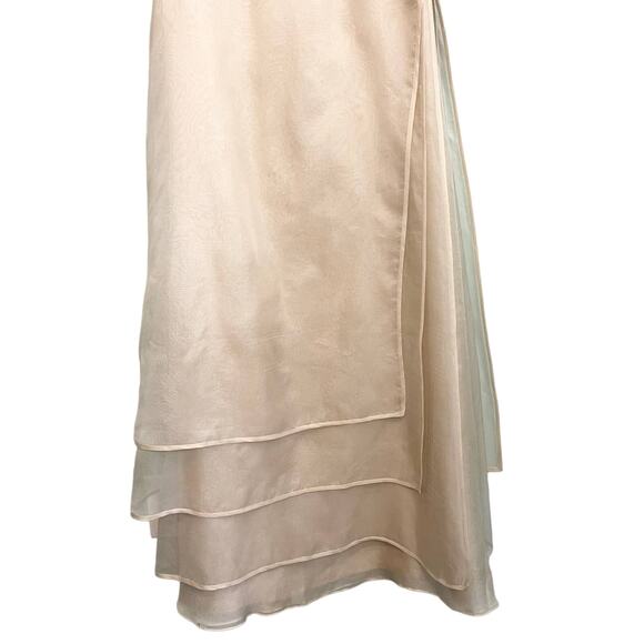 Carolina Herrera Razooks Champagne Lined 100% Silk V Neck Long Sleeve Gown Small - Picture 4 of 16